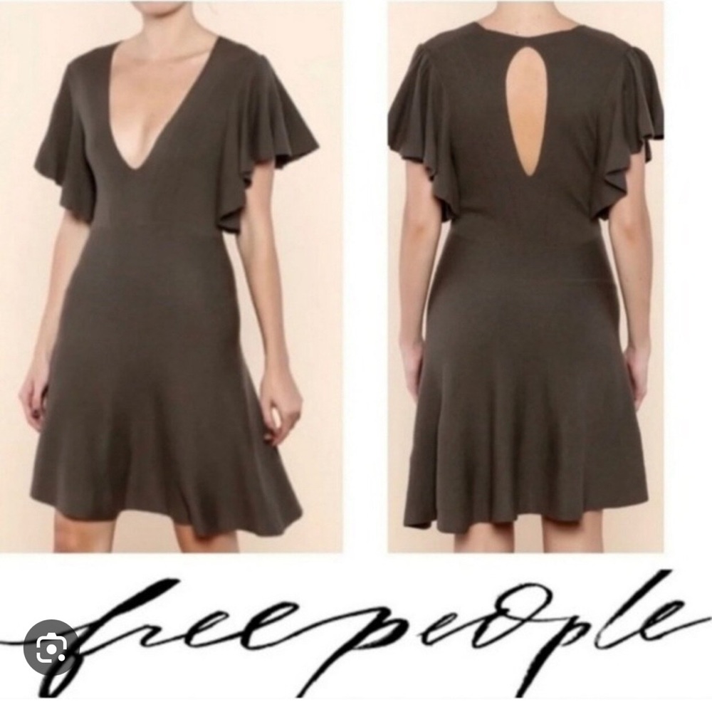 Free People cozy nights olive sweater dress butterfly sleeves Perfect! Small